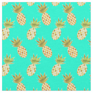 Tissu Motif d'ananas à aquarelle d'été tropical