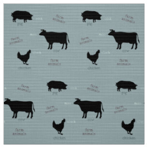 Tissu Motif d'animaux de ferme (lumière)
