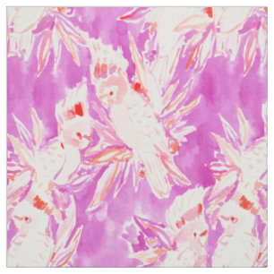Tissu Motif d'aquarelle de cacatoès rose de COCKATUDE