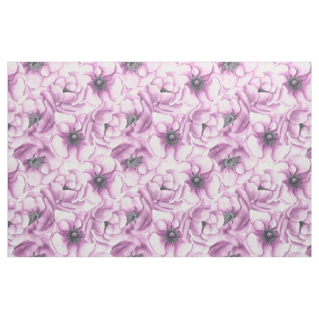 Tissu Motif d'aquarelle des fleurs d'anémone (Fat Quarter)