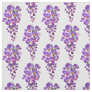 Tissu Motif d'aquarelle florale de la glycine pourpre