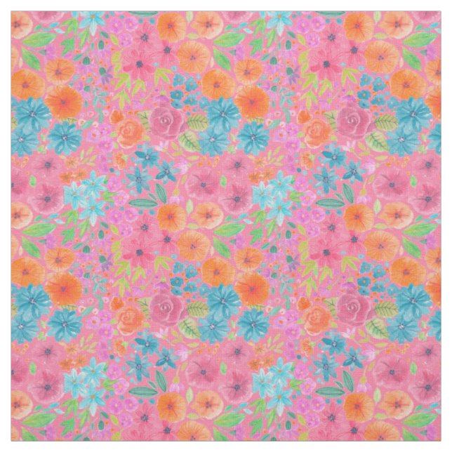Tissu Motif d'aquarelle florale en rose (Échantillon)