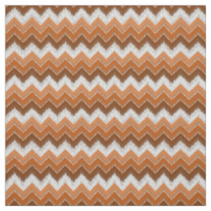 Tissu Motif d'art Brown Burange White Ikat Zigzag
