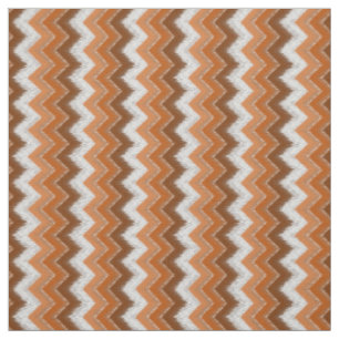 Tissu Motif d'art Brown Burange White Ikat Zigzag