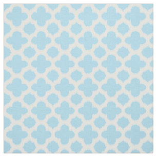 Tissu Motif d'art Pastel Blue White Ikat Quatrefoil
