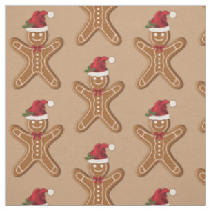 Tissu Motif de biscuit de Noël au gingembre festif