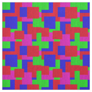 Tissu Motif de bloc Abstrait en mosaïque bleu vert rouge