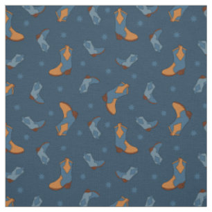 Tissu Motif de bottes de cowgirl Denim Blue