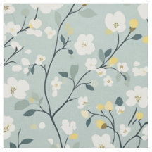 Motif de branche de fleur de crème bleu sauge
