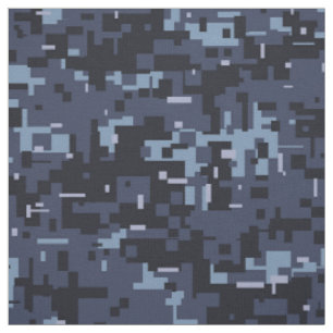 Tissu Motif de camouflage numérique bleu marine
