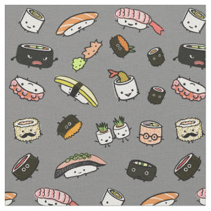 Tissu Motif de caractères de sushi