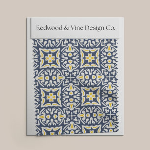 Tissu Motif de carreaux de marine et jaune espagnol