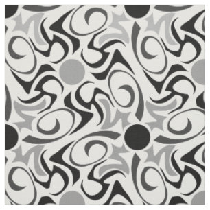 Tissu Motif de céréales tribales noir et blanc
