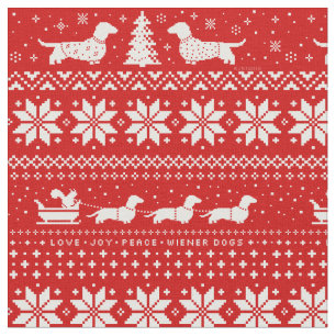 Tissu Motif de chandail de Noël de teckels
