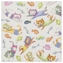 Motif de chats de plongée à l'air d'aquarelle