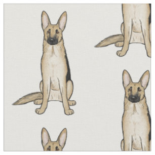 Tissu Motif de chiens bergers allemands légers Tan Art