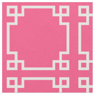 Tissu Motif de clé grecque moderne rose et blanc