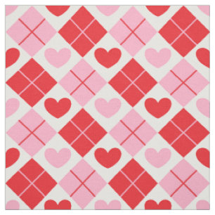 Tissu Motif de coeur Jacquard rouge et rose