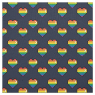 Tissu Motif de coeur Rainbow 8 Bit