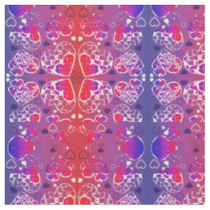 Tissu Motif de coeur romantique violet et rouge Whimsica