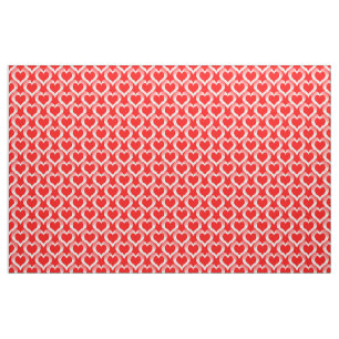 Tissu Motif de coeurs blancs rouges