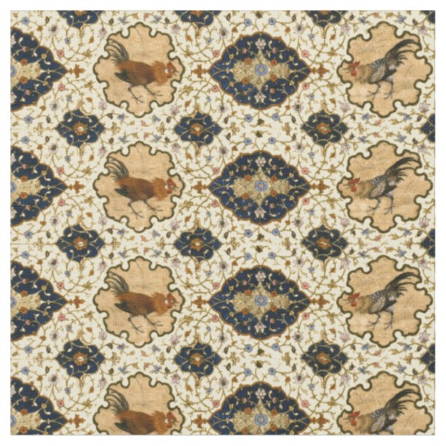 Tissu Motif de coq floral oriental persan (Fermer)