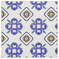 Motif de Damas florales jaune, vert et bleu