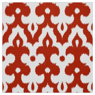 Tissu Motif de damassé d'Ikat de Marocain, rouge-foncé
