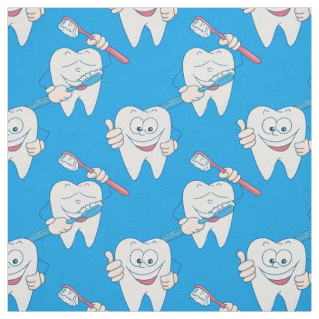 Tissu Motif de dents de brossage mignon (Échantillon)