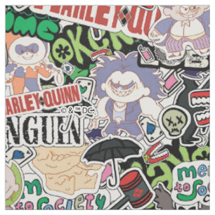 Tissu Motif de dessin animé de super-vilains DC