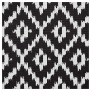 Tissu Motif de diamant d'Ikat - noir et blanc