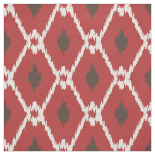 Tissu motif de diamants de la tribu Ikat rouge-brun