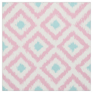 Tissu Motif de diamants d'Ikat de menthe de rose de