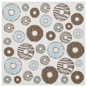 Tissu Motif De Donuts, Donuts Bleus, Donuts Brown