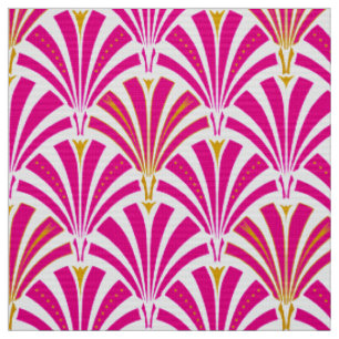 Tissu Motif de fan d'art déco - rose de fuchsia