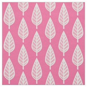Tissu Motif de feuille de hêtre - roses indien et blanc