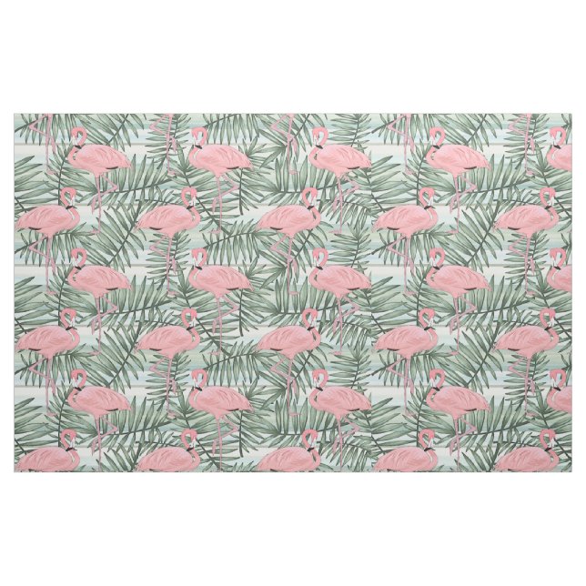 Tissu Motif de feuilles de palmier aux Flamants roses ro (Fat Quarter)