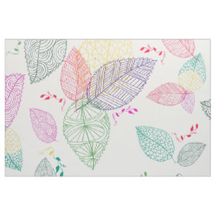 Tissu Motif de feuilles de printemps colorées stylisées