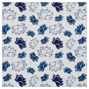 Tissu Motif de fleur de lotus avec paillettes bleues