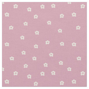 Tissu Motif de fleur souriante rétro en crème et rosa