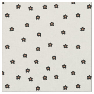 Tissu Motif de fleur souriante rétro en noir et crème