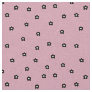 Tissu Motif de fleur souriante rétro en noir et rosa