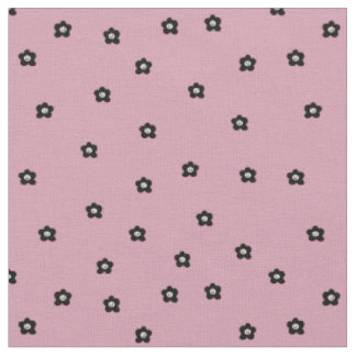 Tissu Motif de fleur souriante rétro en noir et rosa
