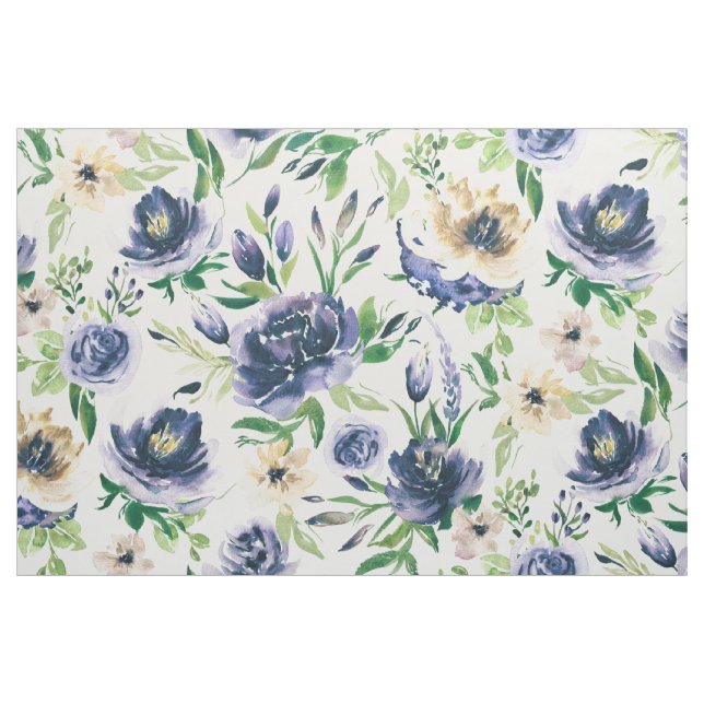 Tissu Motif de fleurs bleu violet et jaune doux (Fat Quarter)