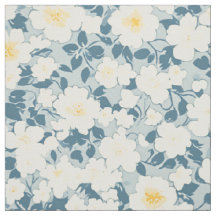 Motif de fleurs de cottage dense crème bleu