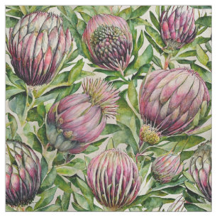 Tissu Motif de fleurs de thé rose et vert