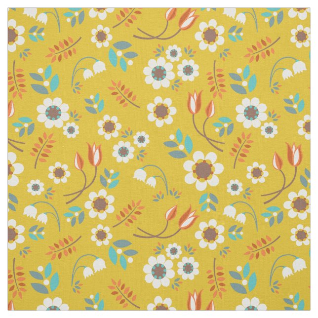 Tissu Motif de fleurs floral de jaune vintage de (Échantillon)