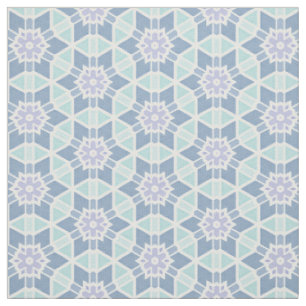 Tissu Motif de fleurs géométriques Turquoise Kaleidoscop