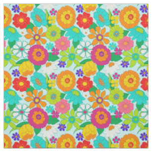Tissu Motif de fleurs hippie Super rétro