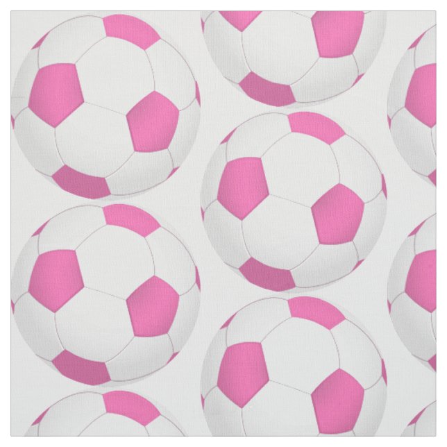 Tissu motif de football blanc rose (Échantillon)